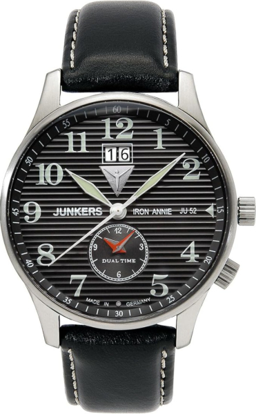 Junkers 6640-2 Dual Time Herren Uhr Leder Quarz